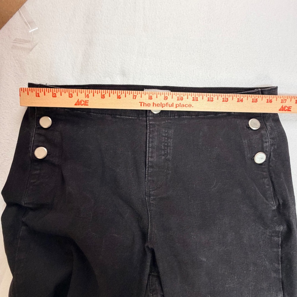 Nicole Miller Womens Nomad Jeans 12 Black Super High Rise Wide Leg Sailor Button - Picture 6 of 10